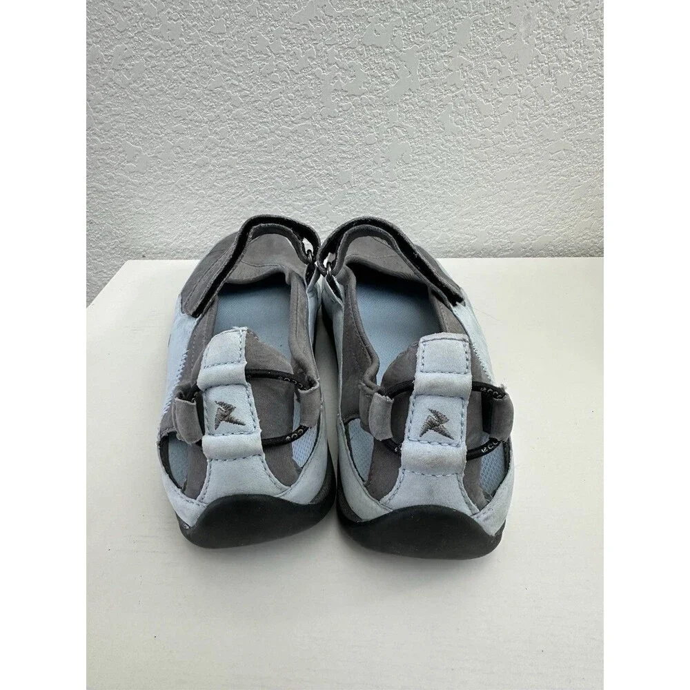 Ecco Receptor Womens EU 39 US 8 8.5 Grey Light Blue Leather Mary Jane Flats Shoe
